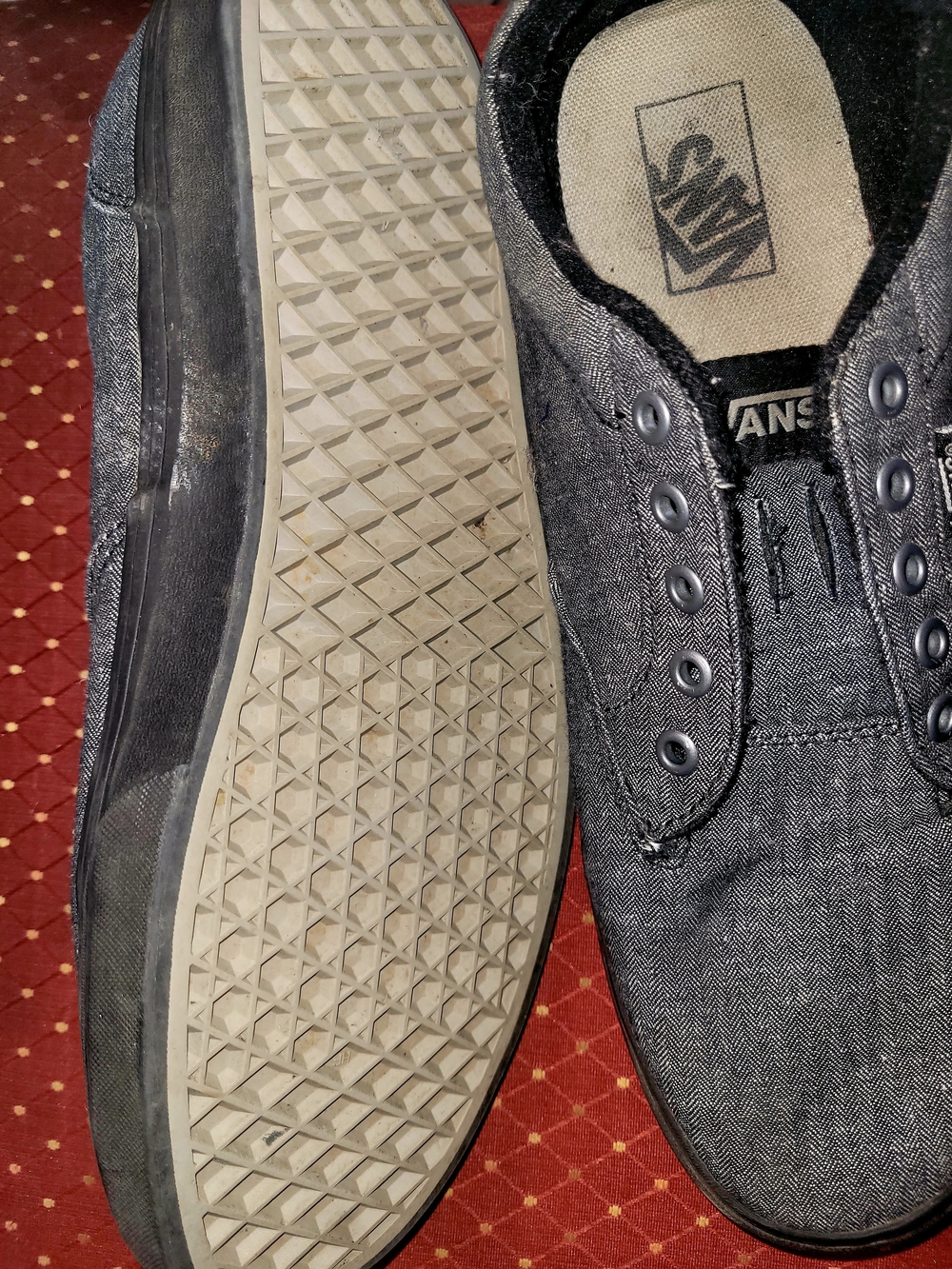 Vans Men’s Gray Herringbone Canvas Boat Shoes
